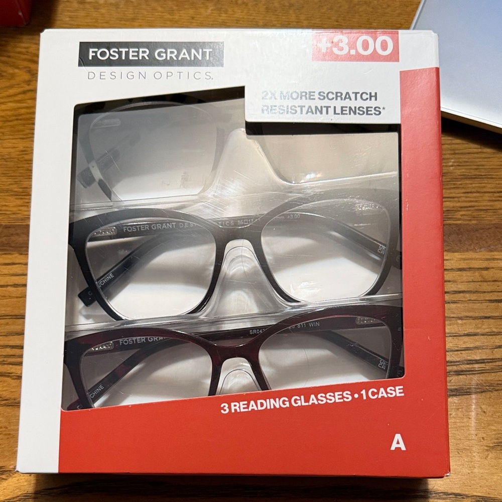 Foster Grant Cat Eye Reading Glasses +3 | Open Box | 3 pairs | Like New